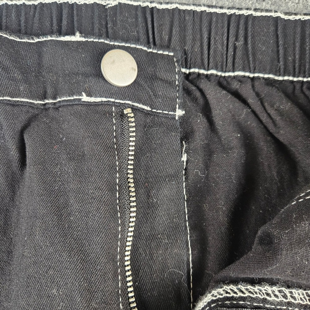 Honey Peach Black Contrast Stitch Cargo Pants Wide Leg High Rise Large - Picture 6 of 11